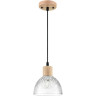 Подвесной светильник LUMION NATANA 8055/1А SUSPENTIONI LN24 E27 1*60W 220V дерево/прозрачный металл/стекло 8055/1A